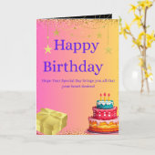 Colorful Happy Birthday Folded Greeting Card Karte (Gelbe Blume)