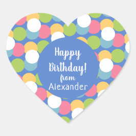 Colorful Happy Birthday from Name Blue Herz-Aufkleber