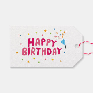 Colorful Happy Birthday Gift Tag Geschenkanhänger
