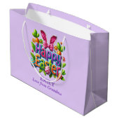 Colorful Happy Easter Große Geschenktüte (Rückseite Schrägansicht)