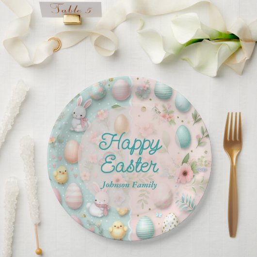 Colorful Happy Easter  Pappteller (Hochzeit)