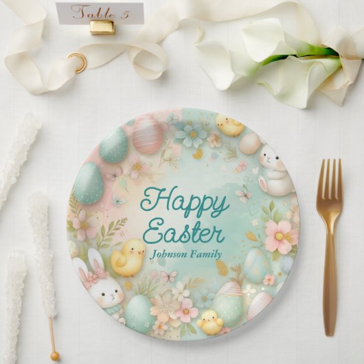Colorful Happy Easter  Pappteller (Hochzeit)
