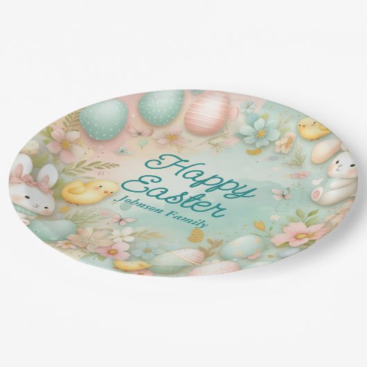 Colorful Happy Easter Pappteller (Schrägansicht)