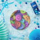 Colorful Happy Faces Emoji Pappteller (Party)