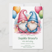 Colorful happy gnomes with balloons einladung (Vorderseite)