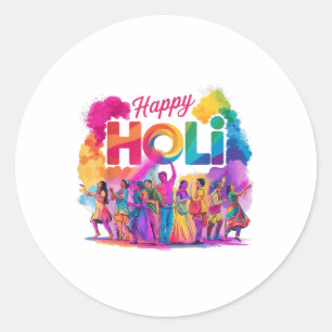 Colorful Happy Holi Festival Feier Indien Par Runder Aufkleber