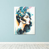 Colorful Harmony: A Modern Abstract Woman Art Leinwanddruck (Insitu (Holzboden))
