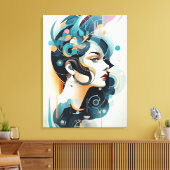 Colorful Harmony: A Modern Abstract Woman Art Leinwanddruck (Insitu (Wohnzimmer))