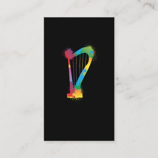 Colorful Harp Retro Music Lover Harpist Visitenkarte (Vorderseite)