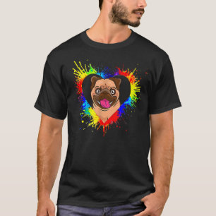 Colorful Heart Baby Mops Dog Liebe R Vater Mama Bo T-Shirt