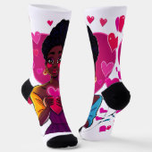 Colorful Heart Girl Socks – Cute Art Design Socken (Gewinkelt)