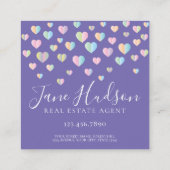 Colorful Heart Speckles Business Card Quadratische Visitenkarte (Rückseite)