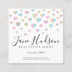 Colorful Heart Speckles Business Card Quadratische Visitenkarte