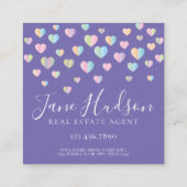 Colorful Heart Speckles Business Card Quadratische Visitenkarte (Rückseite)