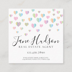Colorful Heart Speckles Business Card Quadratische Visitenkarte