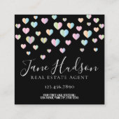 Colorful Heart Speckles Business Card Quadratische Visitenkarte (Rückseite)