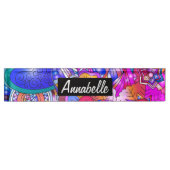Colorful Hearts and Flowers Abstract Personalised Namensplakette (Vorderseite)