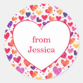 Colorful Hearts Classroom Valentine's Day Runder Aufkleber (Vorderseite)