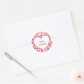 Colorful Hearts Classroom Valentine's Day Runder Aufkleber