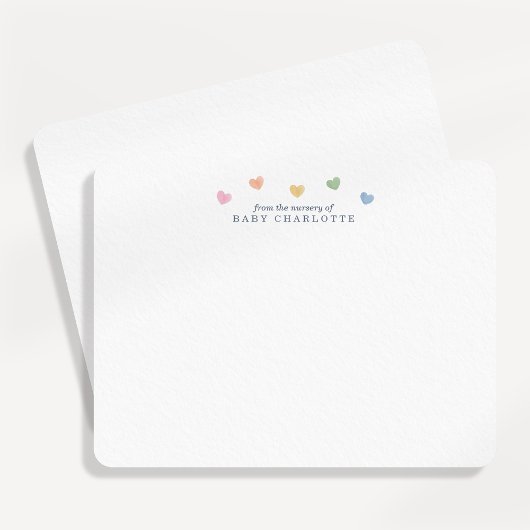 Colorful Hearts Nursery Note Card Einladung