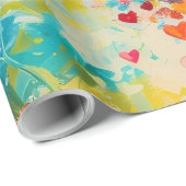 Colorful Hearts Paint Art Romantic Love Geschenkpapier (Rolleneckpunkt)