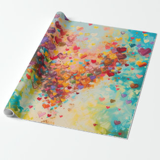 Colorful Hearts Paint Art Romantic Love Geschenkpapier