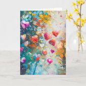 Colorful Hearts Paint Art Romantic Love Karte (Gelbe Blume)