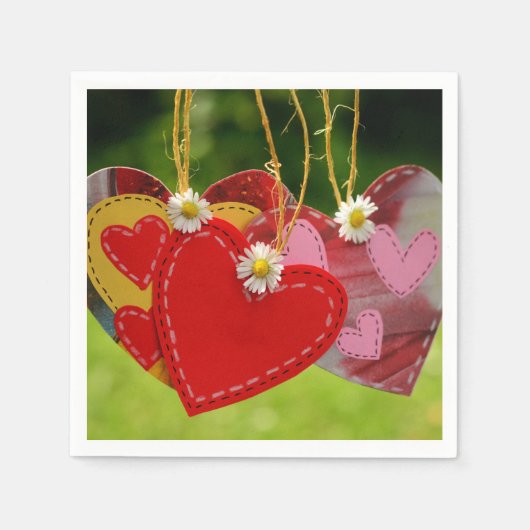 Colorful Hearts Paper Napkin Serviette (Vorderseite)