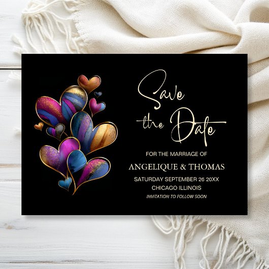 Colorful Hearts Wedding Save the Date