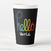 Colorful Hello World Latte Tasse (Vorderseite)