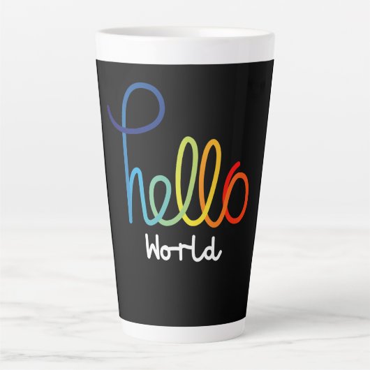 Colorful Hello World Latte Tasse (Vorderseite)