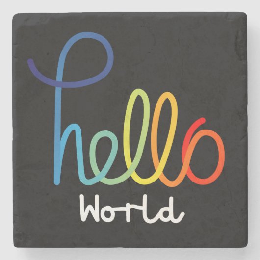 Colorful Hello World Stone Untersetzer (Vorderseite)