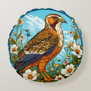 Colorful Hen harrier Bird Rundes Kissen