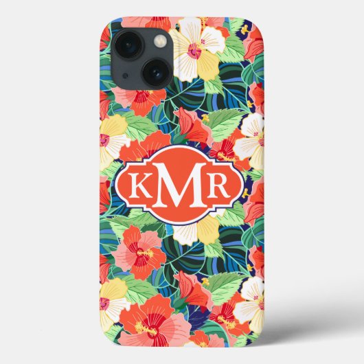 Colorful Hibiscus Pattern | Case-Mate iPhone Hülle (Rückseite)
