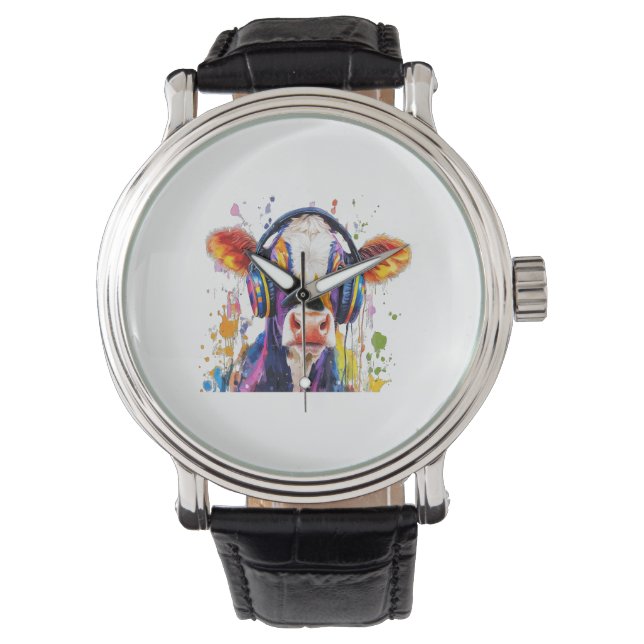 Colorful Highland Cow Armbanduhr (Vorderseite)