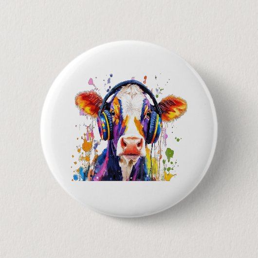 Colorful Highland Cow Button (Vorderseite)