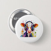 Colorful Highland Cow Button (Vorne & Hinten)
