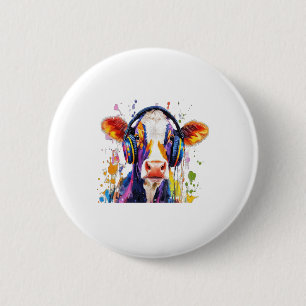 Colorful Highland Cow Button