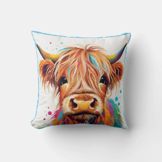 Colorful Highland Cow Calf Kissen