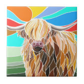 Colorful Highland Cow Fliese (Vorderseite)