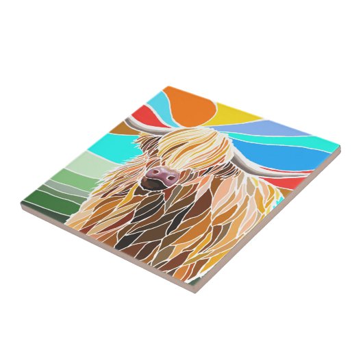 Colorful Highland Cow Fliese (Seite)