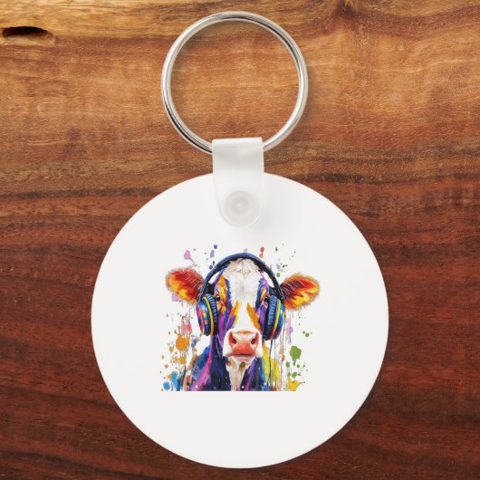 Colorful Highland Cow Schlüsselanhänger (Vorderseite)