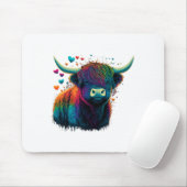 Colorful Highland Cow Valentines Day Farm Cow Mousepad (Mit Mouse)