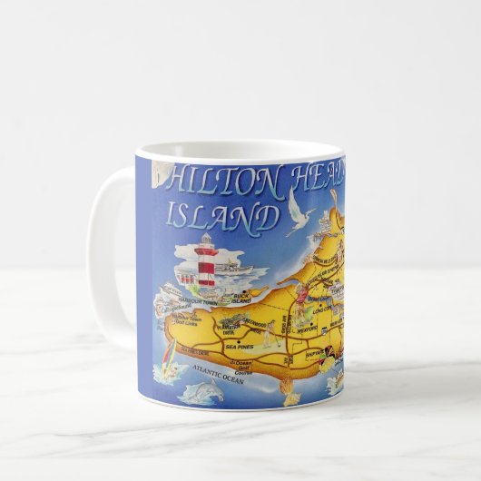 Colorful Hilton Head SC Karte Kaffeetasse (Vorderseite Links)