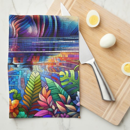 Colorful Hippo  Geschirrtuch (Viertel Falte)