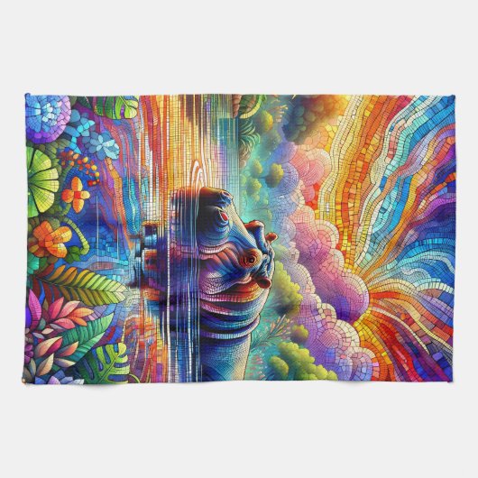 Colorful Hippo  Geschirrtuch (Horizontal)
