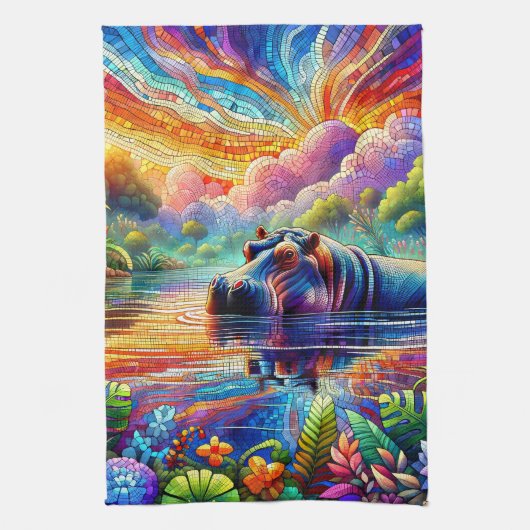 Colorful Hippo Geschirrtuch (Vertikal)