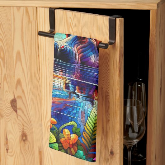 Colorful Hippo  Geschirrtuch (Drittel gefaltet)