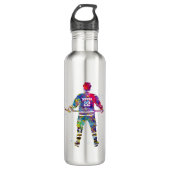 Colorful Hockey Player Edelstahlflasche (Vorderseite)