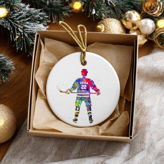 Colorful Hockey Player Keramik Ornament